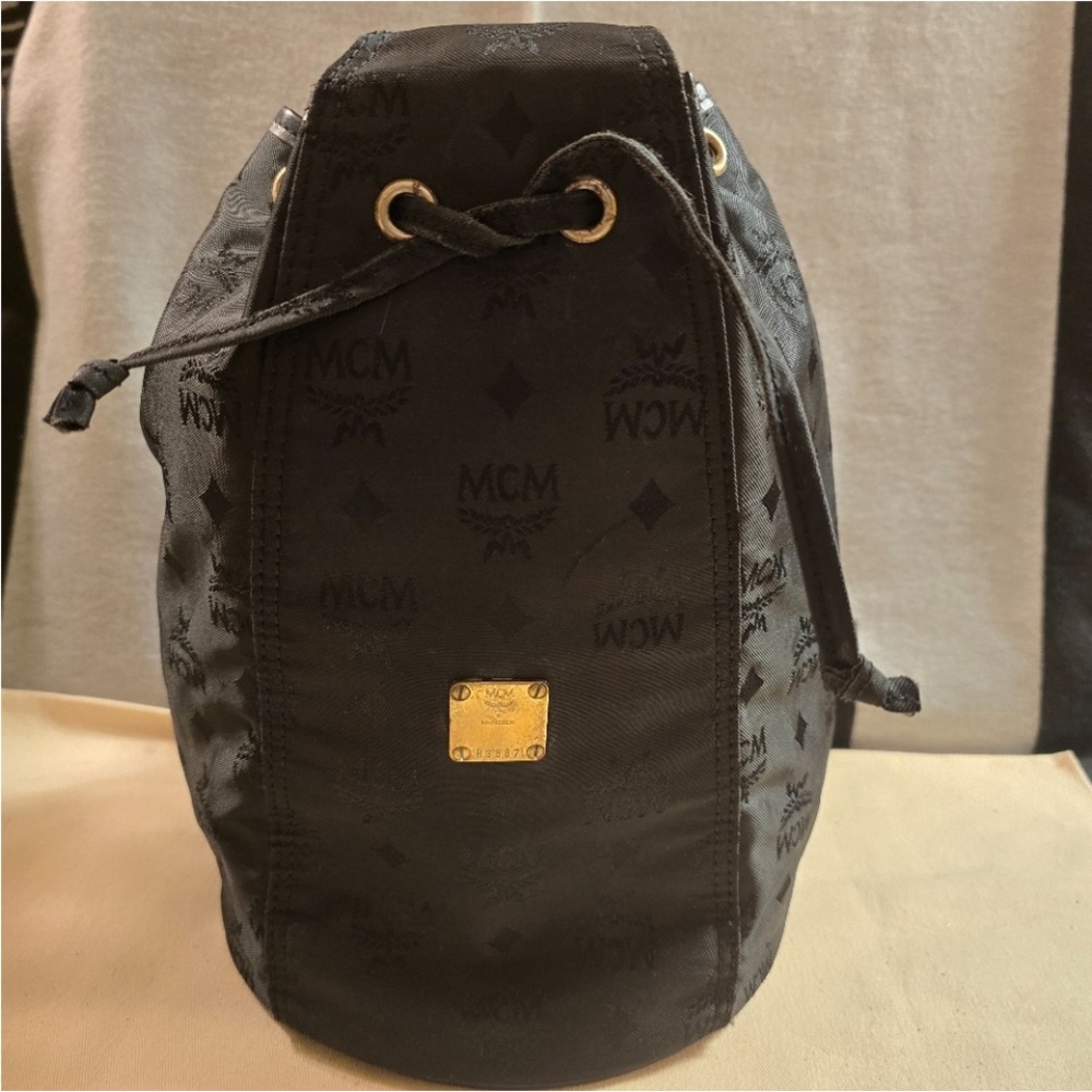Mcm Black Monogram Drawstring Bag - image 2